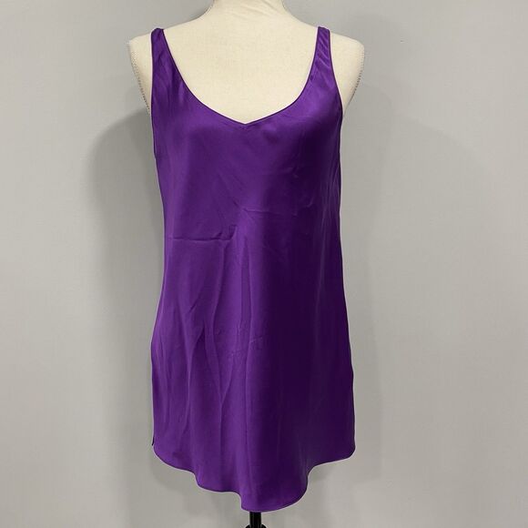 WORTH NY 12 NWT Purple Silk Long Babydoll Camisole Top Coquette Girl Deadstock - Picture 1 of 16